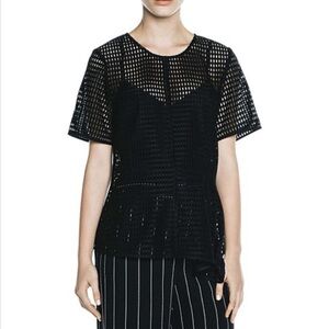 Veronika Maine Black grid mesh asymmetric top size 8 NWT